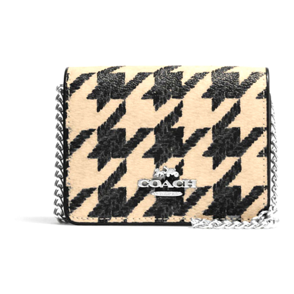 Women's 'Mini With Houndstooth Print' Chain Wallet