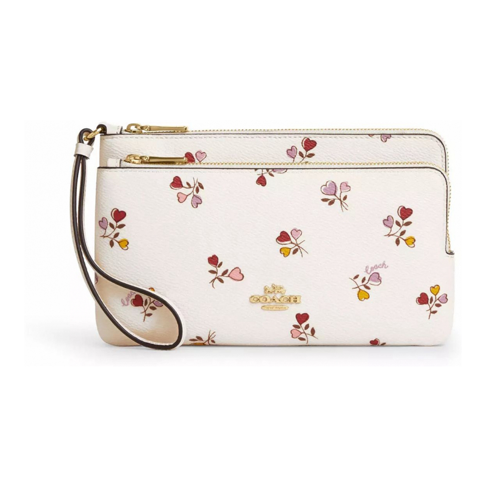 Women's 'Double Zip With Heart Print' Wallet