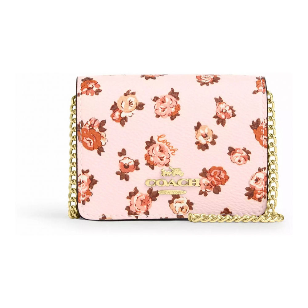 Women's 'Mini With Rosette Print' Chain Wallet