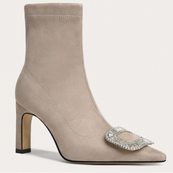 'Square Buckle Elastic Fleece' Stiefeletten  für Damen