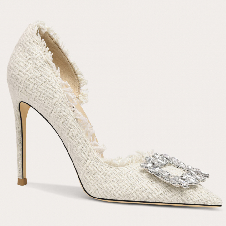 'Rhinestone Square Buckle Fringed High Heels' Pumps für Damen