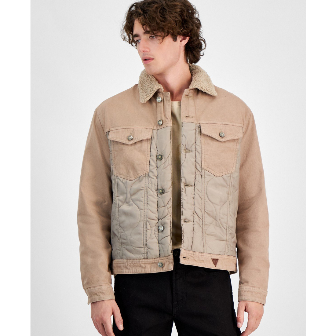 Men's 'Dean Denim With Fleece Collar' Quilted Jacket