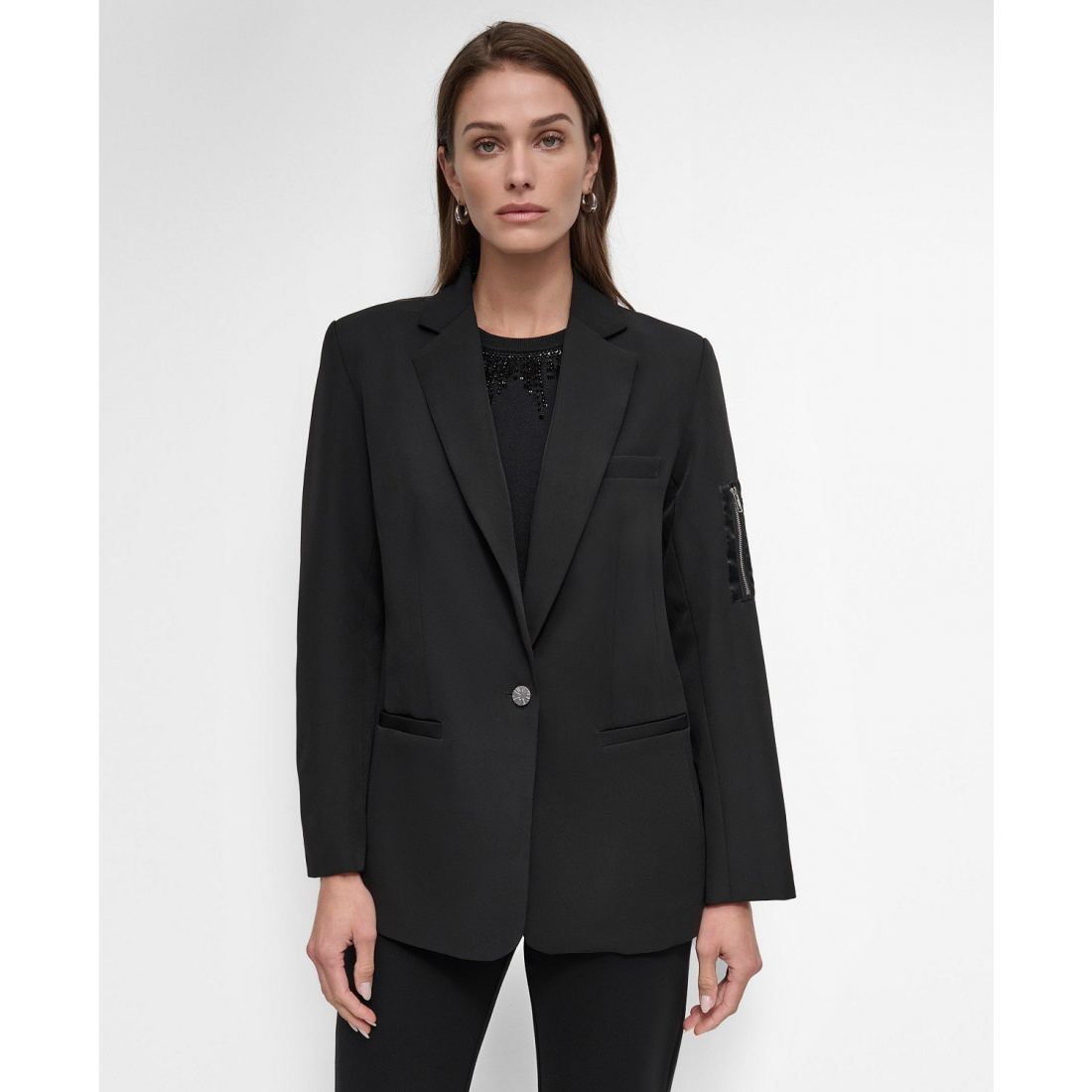 Blazer 'Ponté Single-Button-Front Twill' pour Femmes