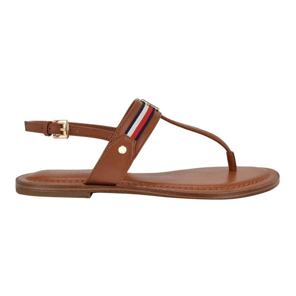 Women's 'Gabry Signature Stripe T-Strap Flat Sandals'