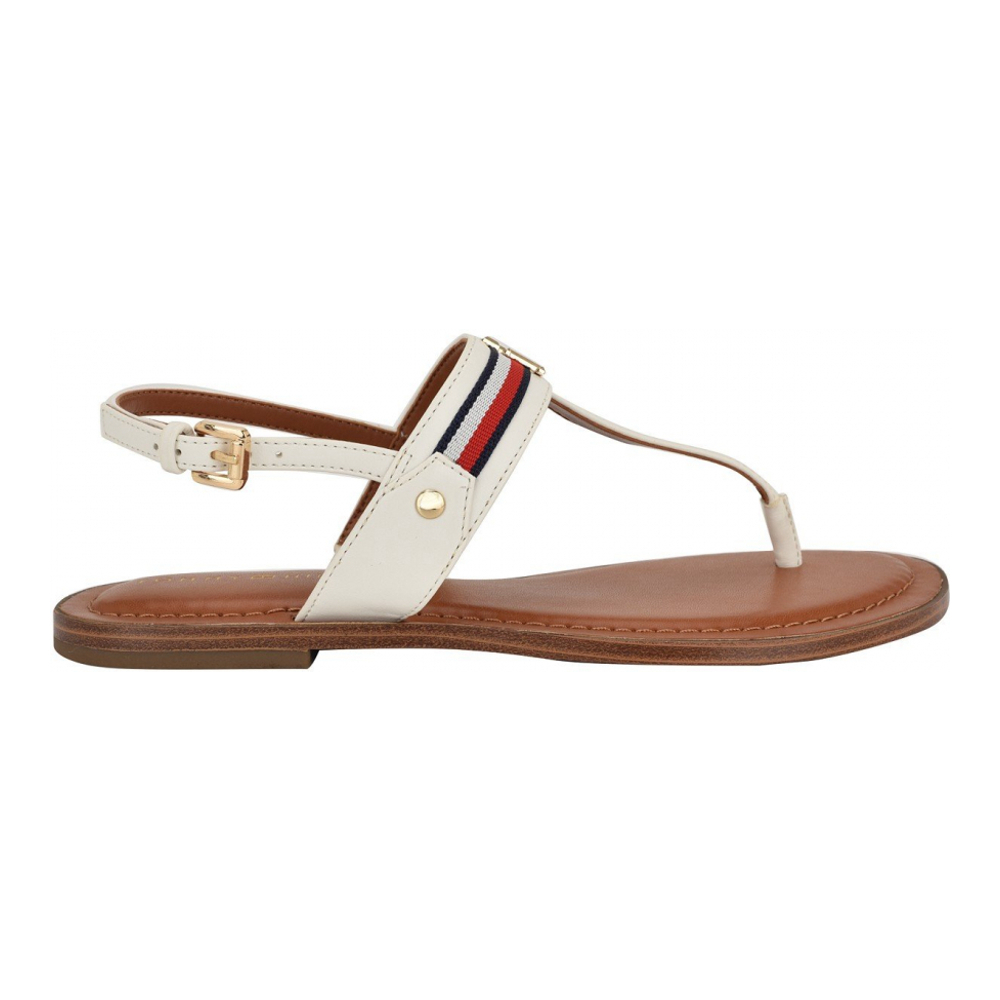 Women's 'Gabry Signature Stripe T-Strap Flat Sandals'