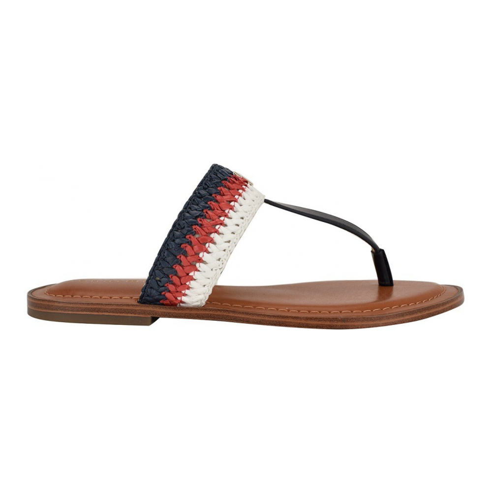 'Gojia Braided T-Strap Slip-On Flat Sandals' pour Femmes