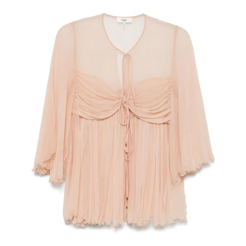 Top à manches 3/4 'Pleated' pour Femmes