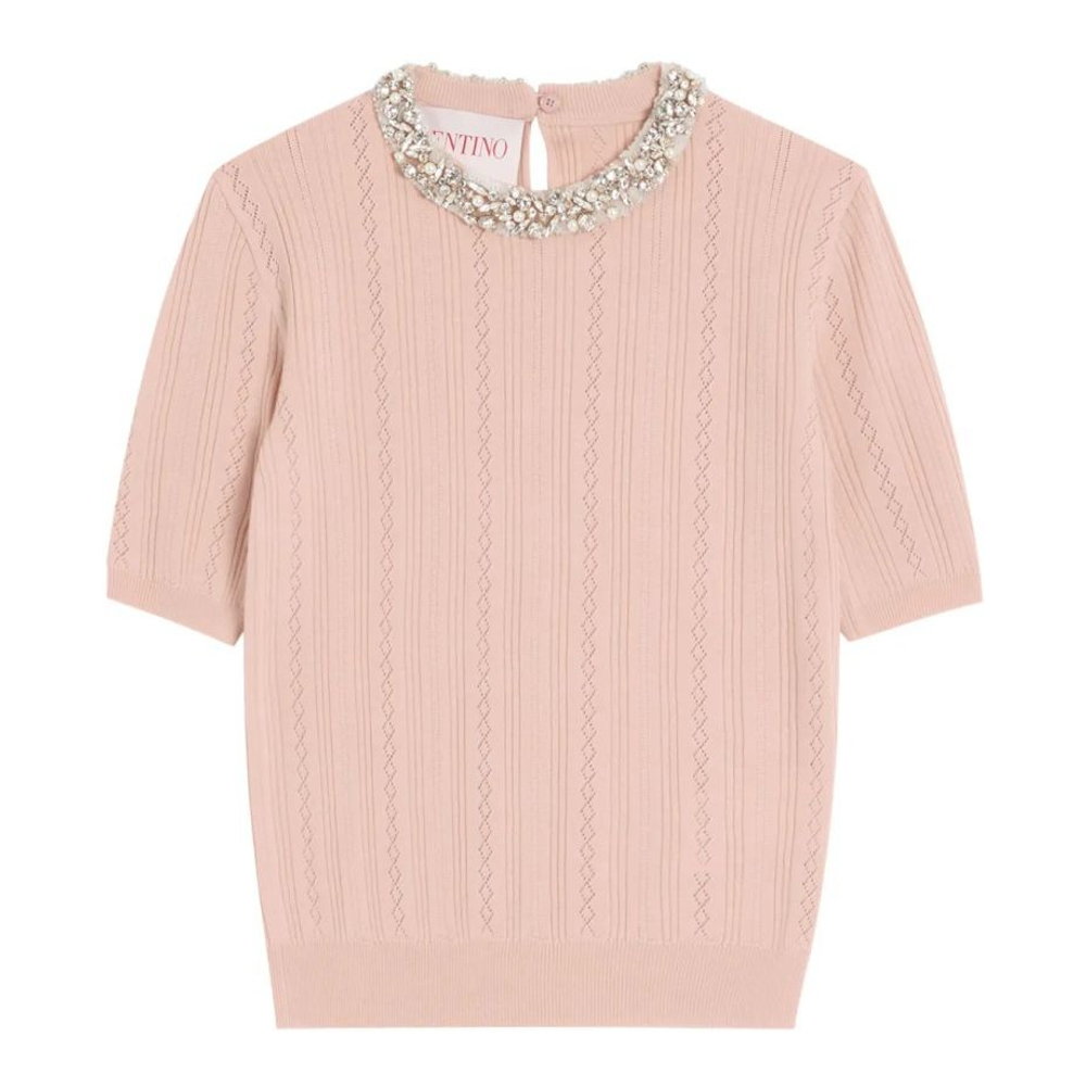 Women's 'Embroidered' Short-Sleeve Sweater