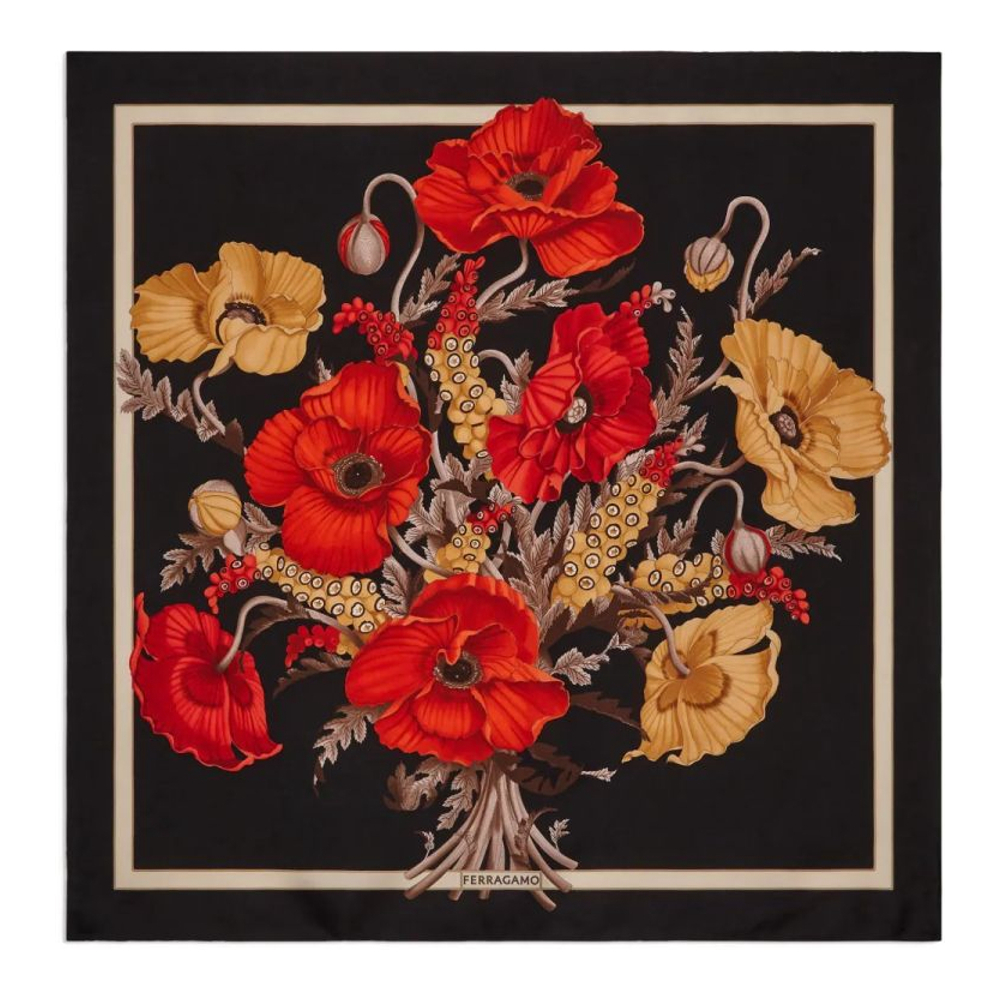 Foulard en soie 'Poppies-Print' pour Femmes