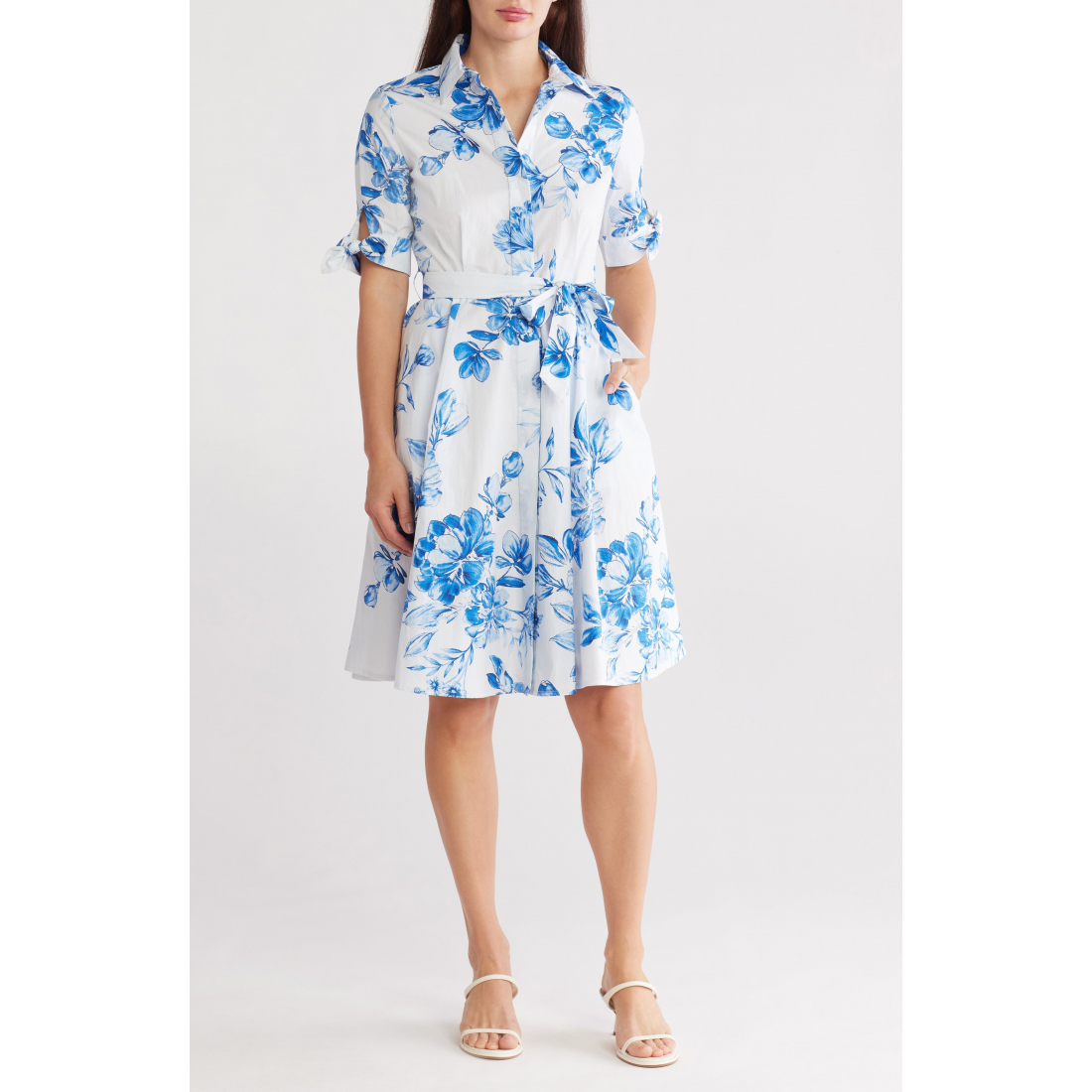 Women's 'Floral Short Sleeve Cotton Shirtdress'