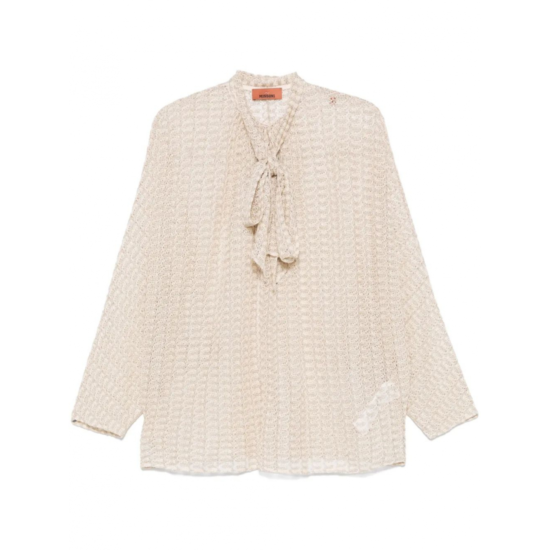 Blouse à manches longues 'Sash-Collar Lamé' pour Femmes