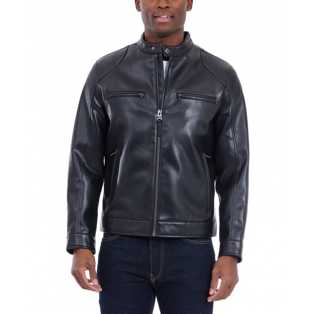 Veste en cuir 'Faux Leather Moto' pour Hommes
