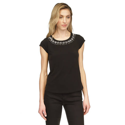 Top à manches courtes 'Jewel Neck Knit' pour Femmes