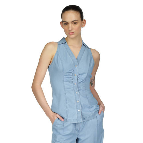 Chemise sans manches 'Tencel Collared' pour Femmes