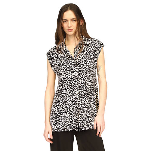 'Cheetah Snap Utility Tunic Top' pour Femmes
