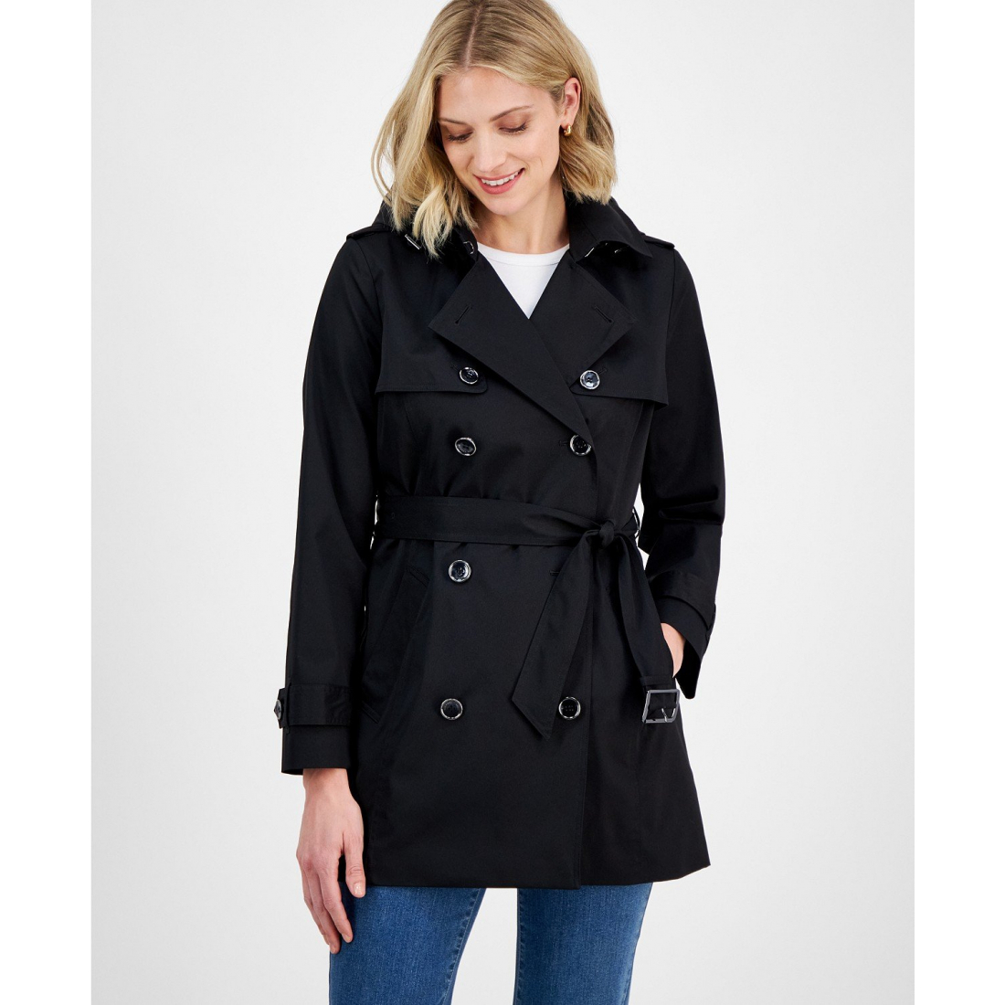 Manteau 'Double-Breasted Belted Hooded' pour Femmes