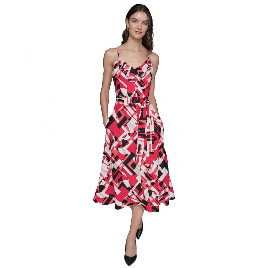 Women's 'Geo-Print Sleeveless' Midi Dress
