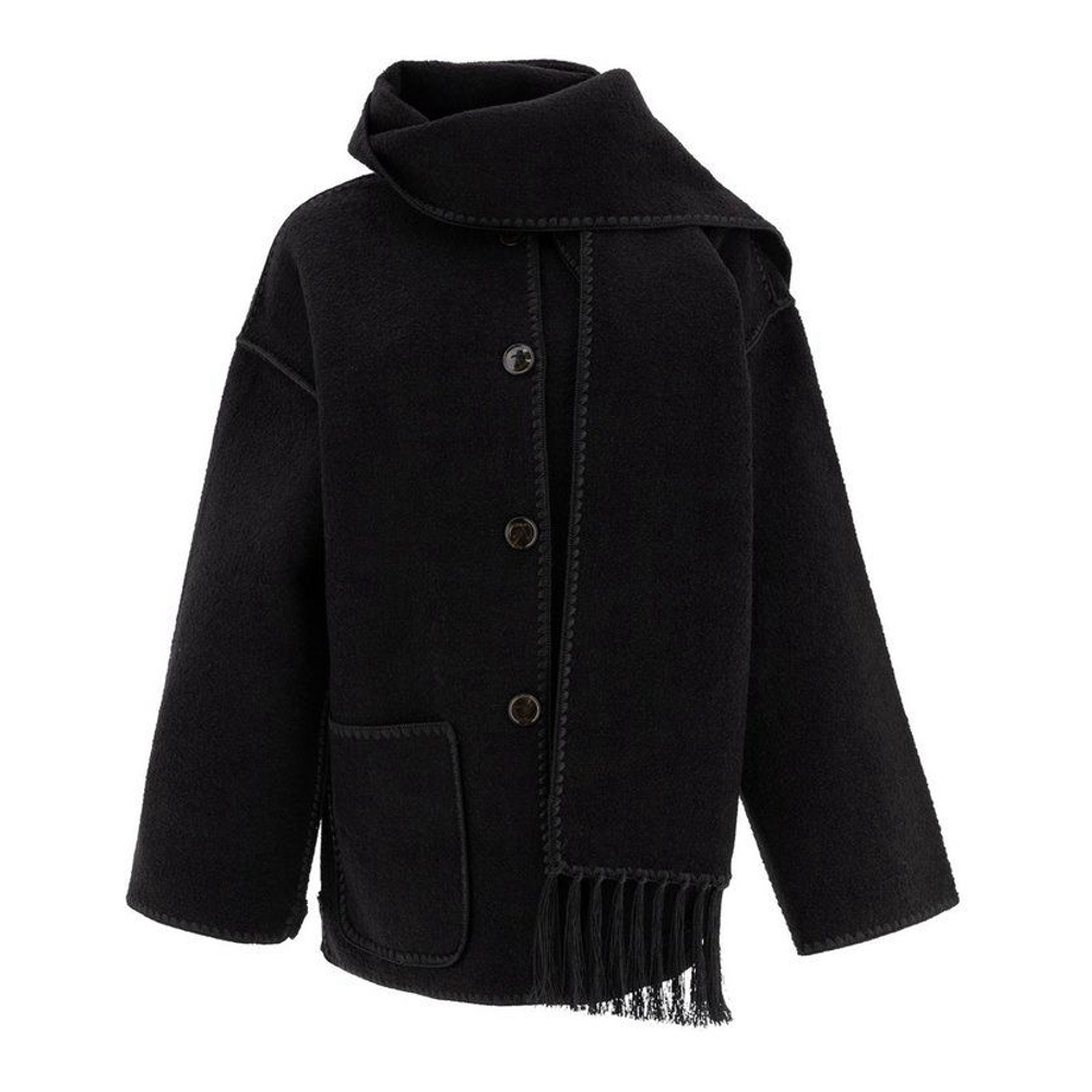'Dropped-Shoulder Fringed-Edge Scarf' Jacke für Damen