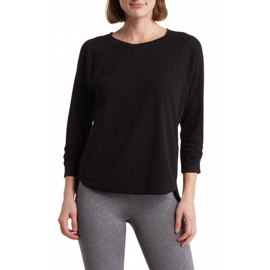 T-shirt 'Slub Waffle High-Low' pour Femmes