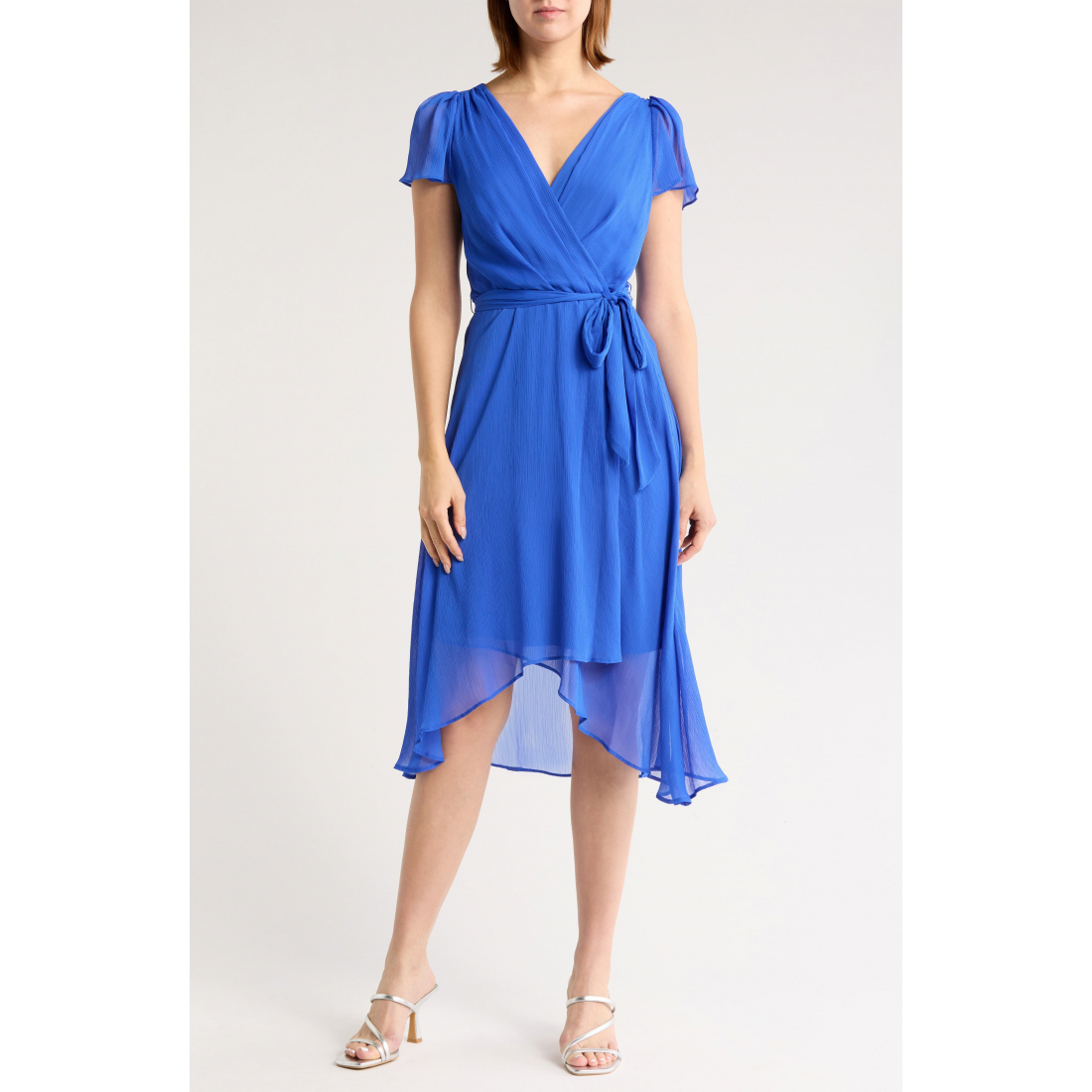 Robe Midi 'Flutter Sleeve Faux Wrap' pour Femmes