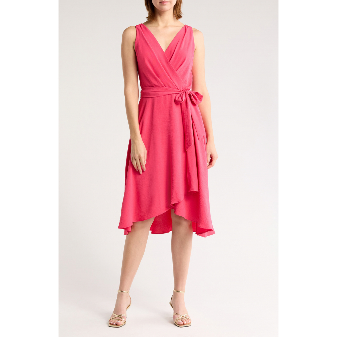 Robe Midi 'Faux Wrap Gauze' pour Femmes