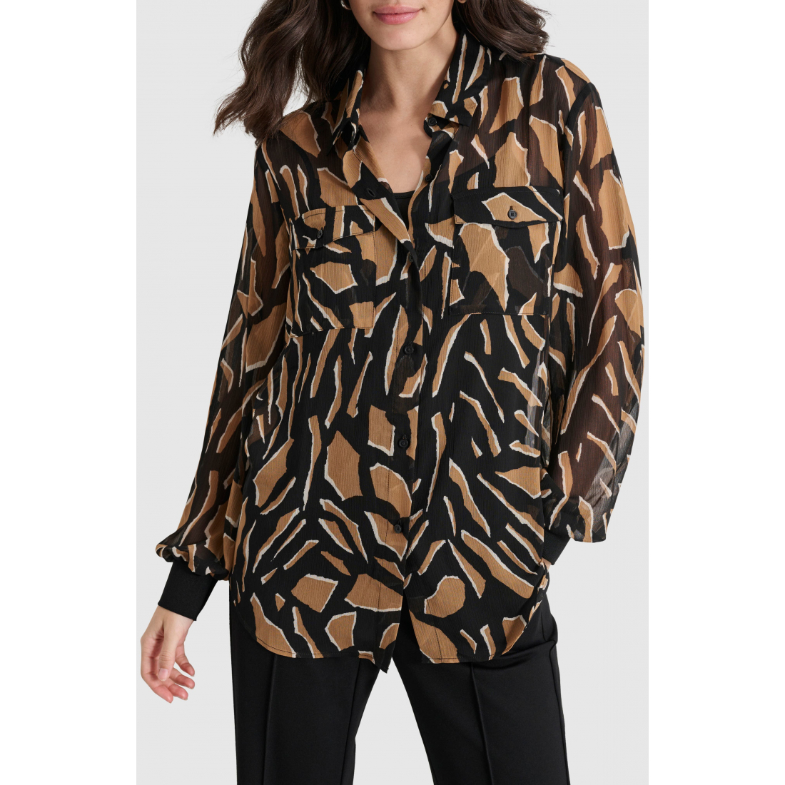 Women's 'Floral Print Long Sleeve Chiffon' Shirt