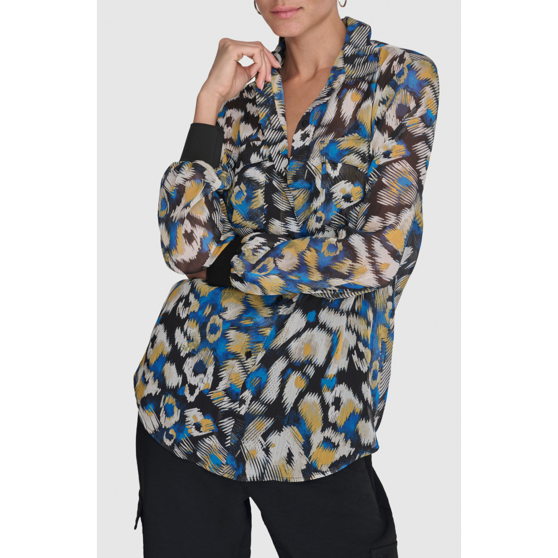 Women's 'Floral Print Long Sleeve Chiffon' Shirt