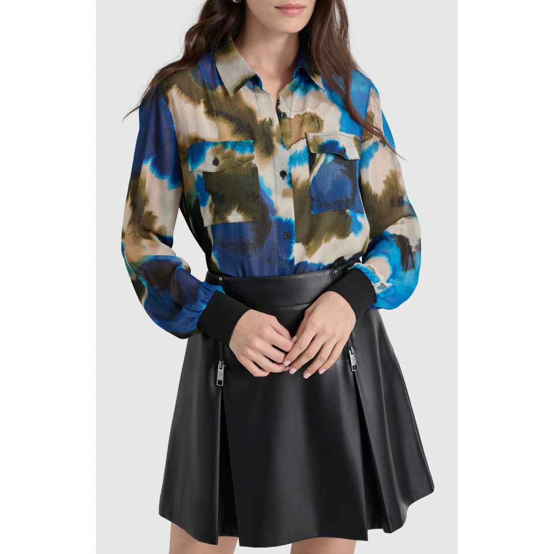 Women's 'Floral Print Long Sleeve Chiffon' Shirt