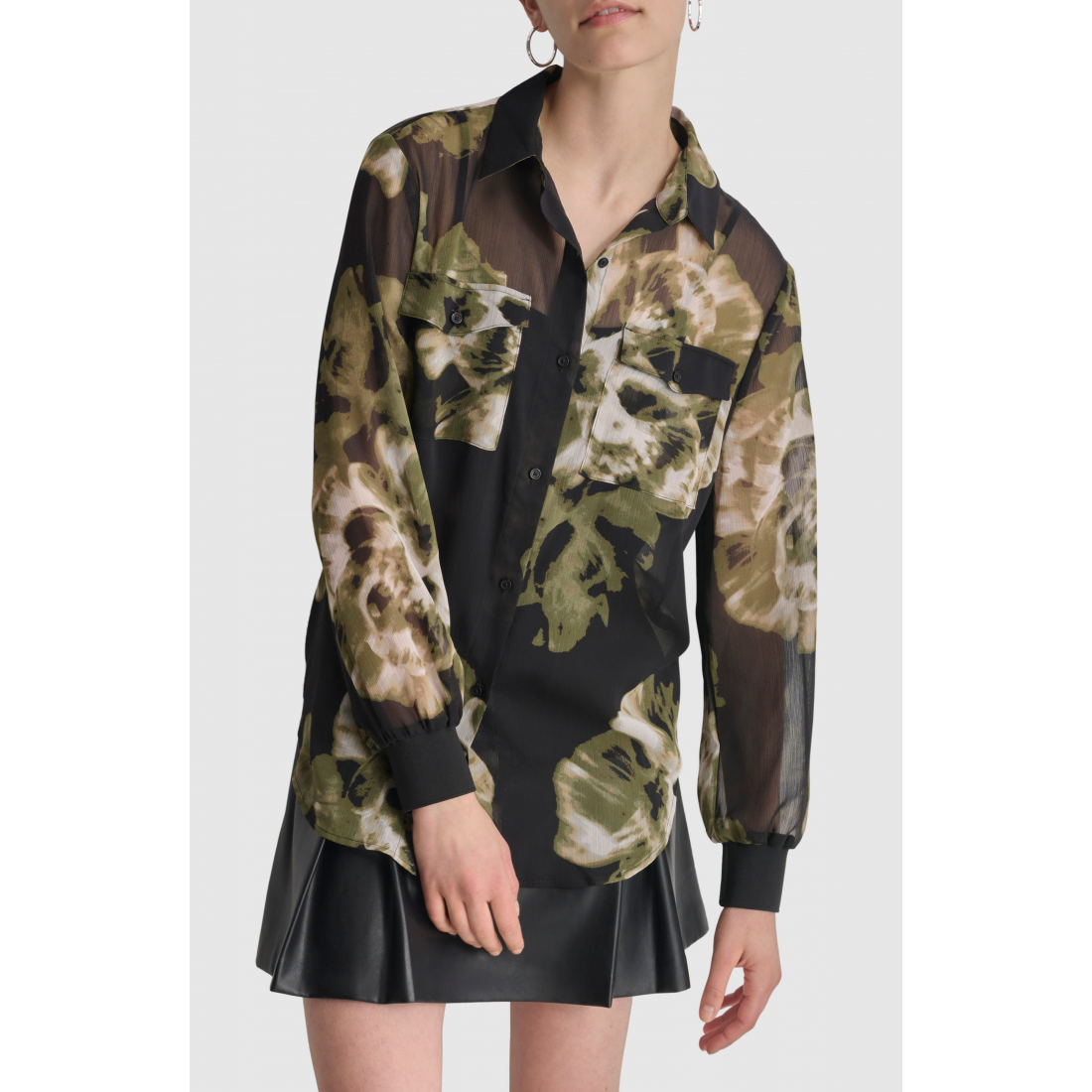Women's 'Floral Print Long Sleeve Chiffon' Shirt