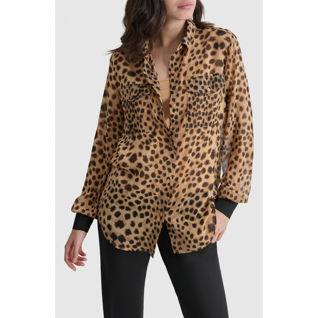 Chemise 'Metallic Animal Print Button-Up' pour Femmes