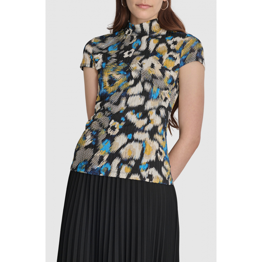 Top à manches courtes 'Abstract Print Rib' pour Femmes