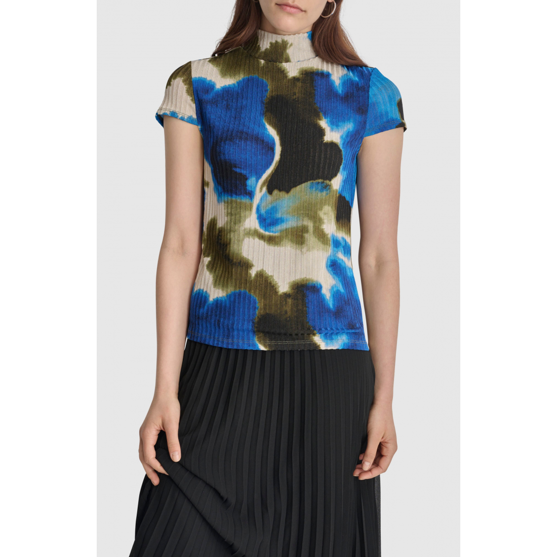 Top à manches courtes 'Abstract Print Rib' pour Femmes