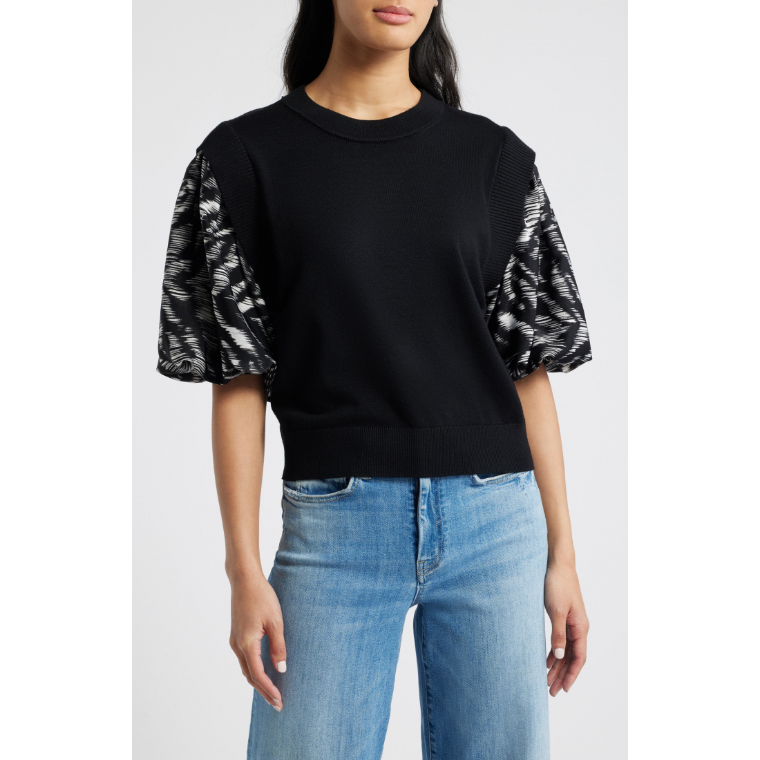 Pull 'Print Sleeve Mixed Media' pour Femmes
