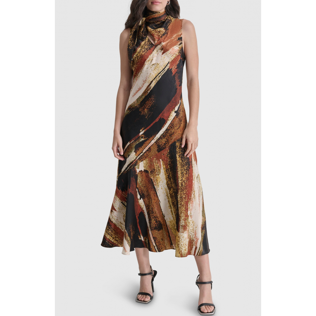 Robe maxi 'Print Tie Neck' pour Femmes