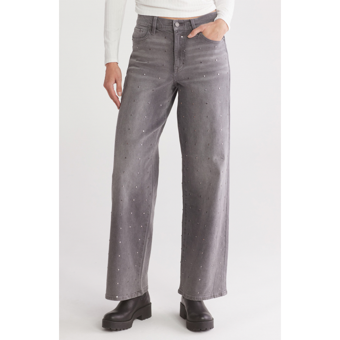 Jeans 'Studded High Waist Wide Leg' pour Femmes