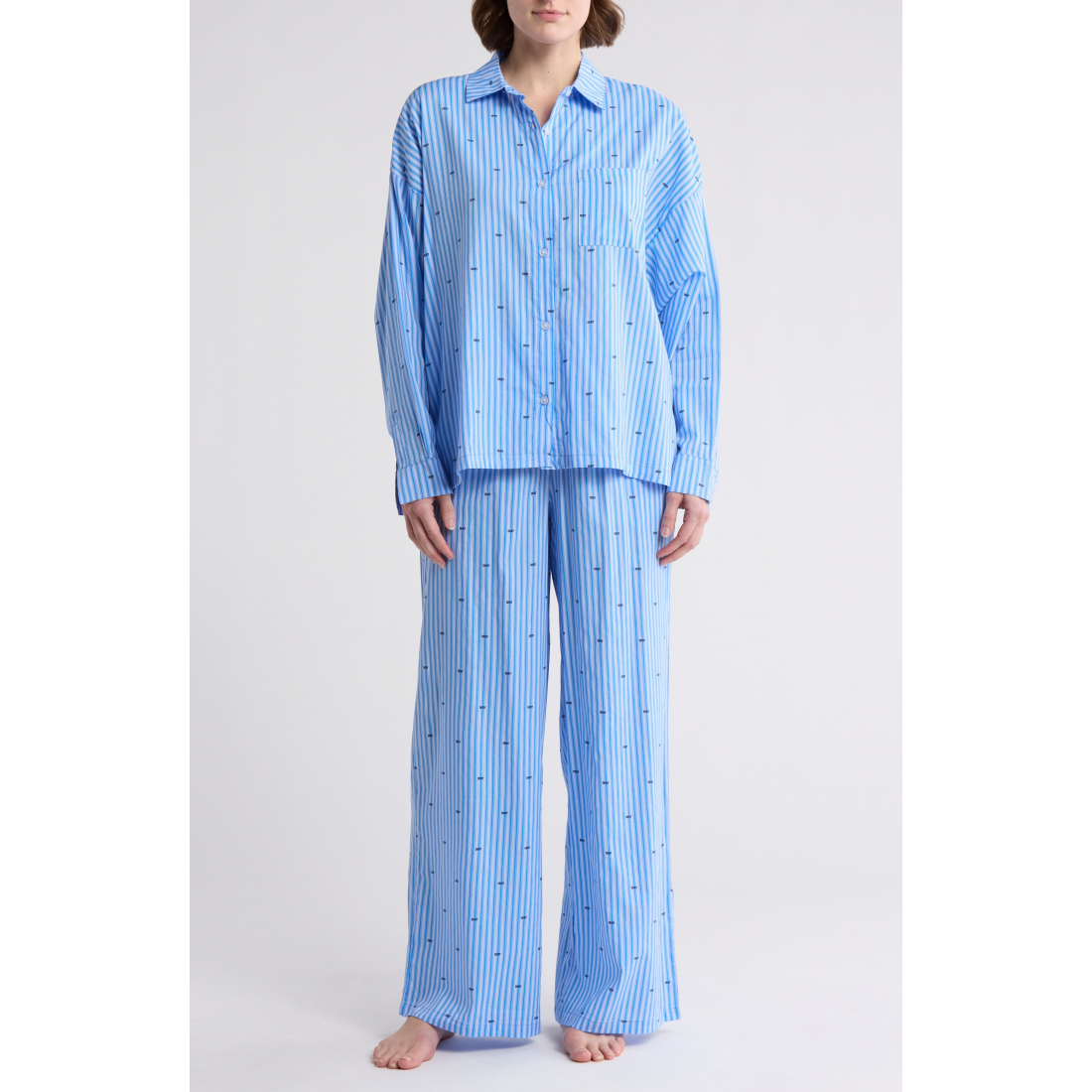 Ensemble pyjama haut & pantalon 'Logo Stripe Cotton Blend' pour Femmes