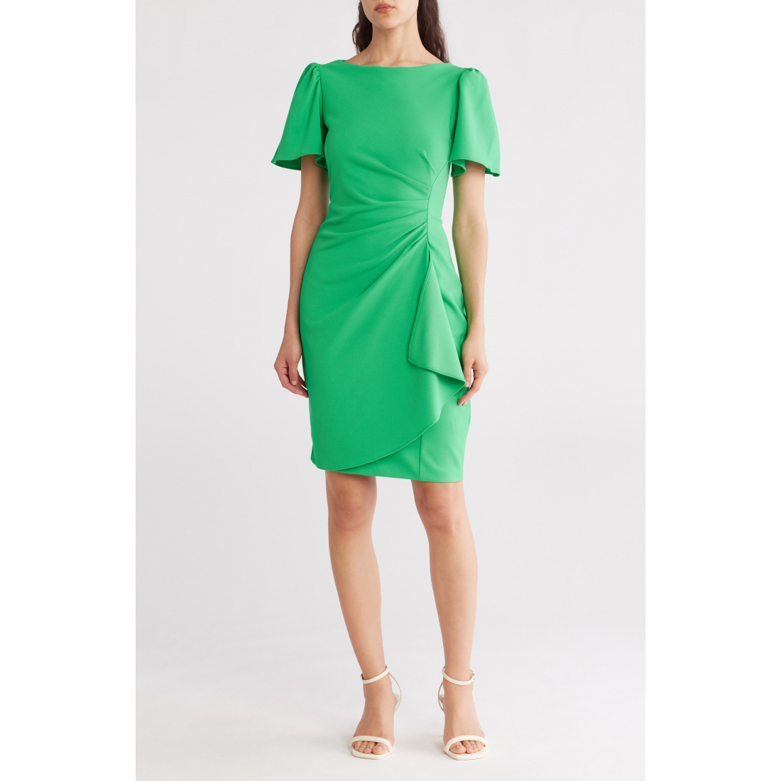 Women's 'Flutter Sleeve Side Ruched' Sheath Dress