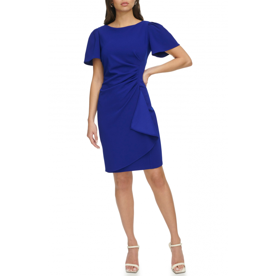 Women's 'Flutter Sleeve Side Ruched' Sheath Dress