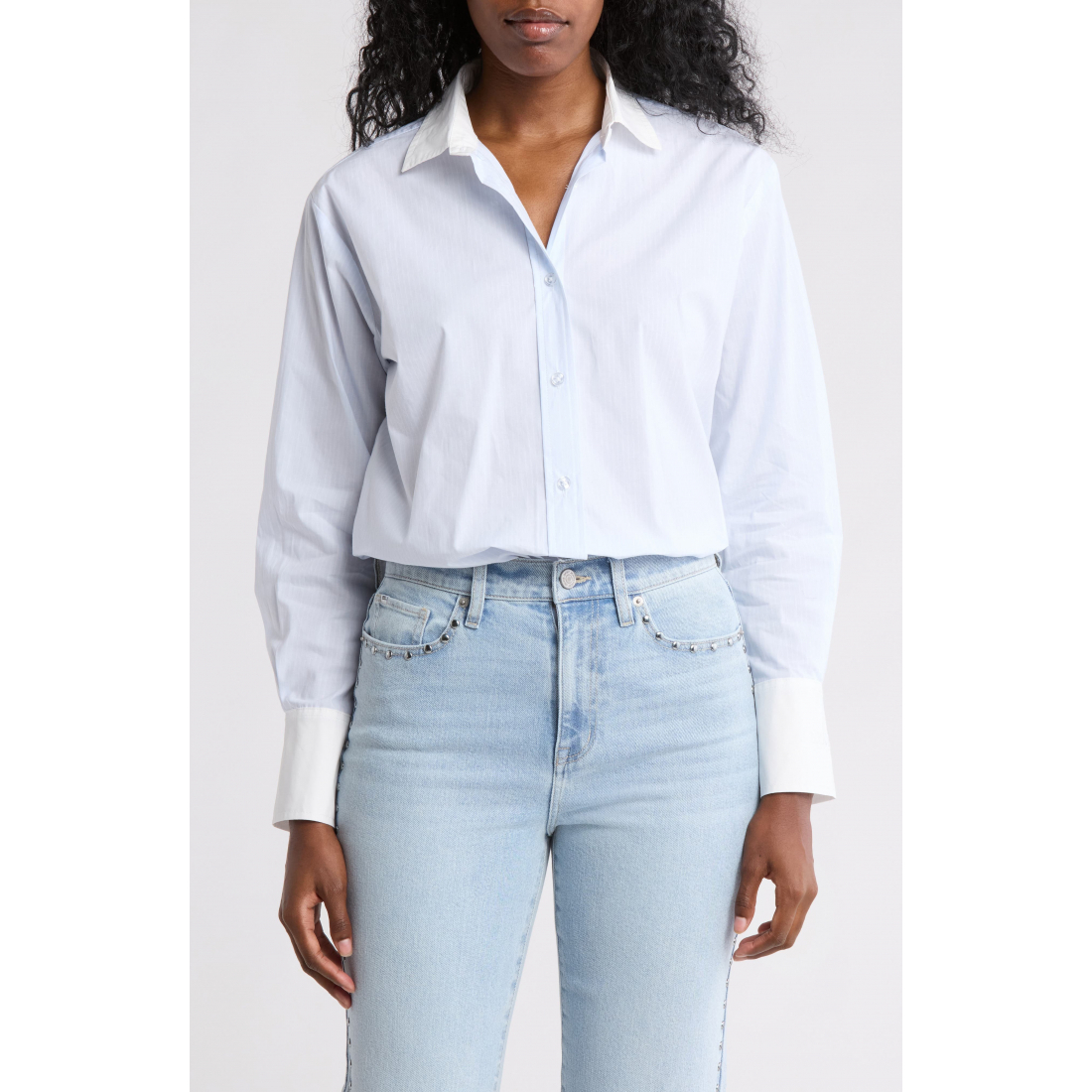 Chemise 'Stripe Cotton Button-Up' pour Femmes
