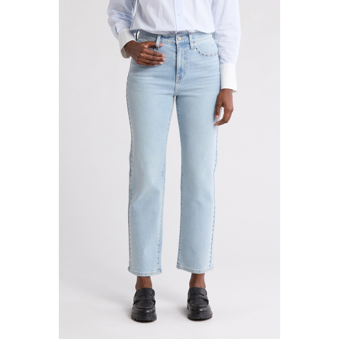 Jeans 'Studded High Waist Straight Leg' pour Femmes