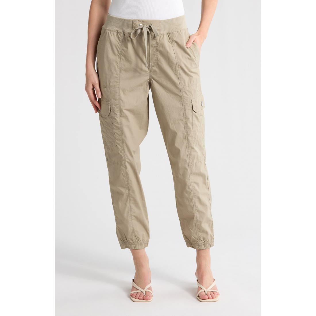 Jogging 'Ribbed Drawstring Waist Cargo' pour Femmes