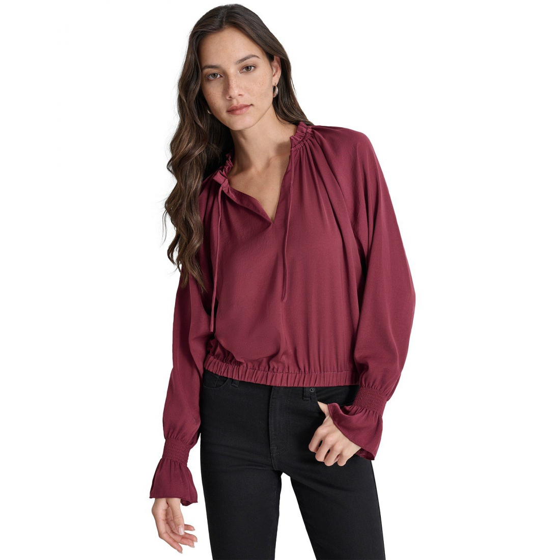 Blouse 'Smocked-Cuff Raglan-Sleeve Blouse' pour Femmes
