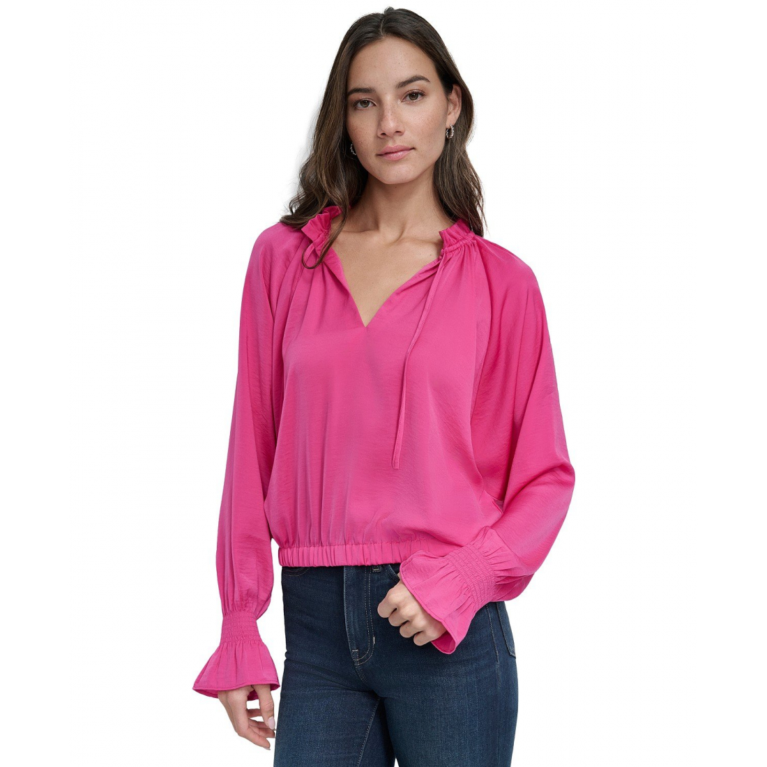 Blouse 'Smocked-Cuff Raglan-Sleeve Blouse' pour Femmes