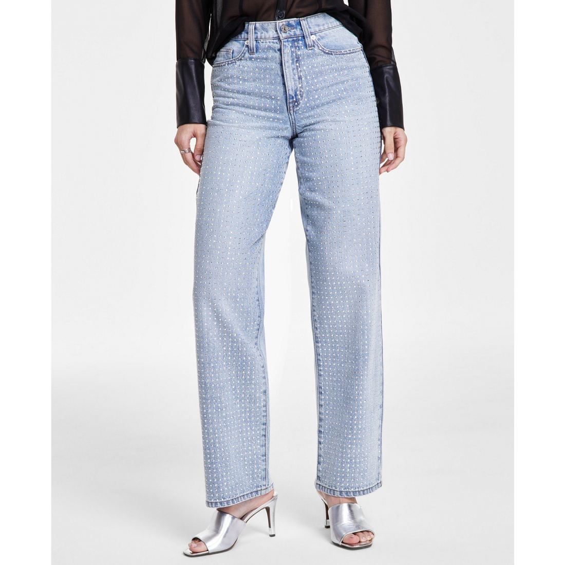 Jeans 'Studded High-Rise Wide-Leg' pour Femmes