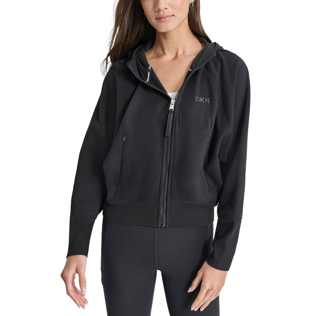 Sweatshirt à capuche  'Embroidered-Logo Cropped Zip-Front Fleece' pour Femmes