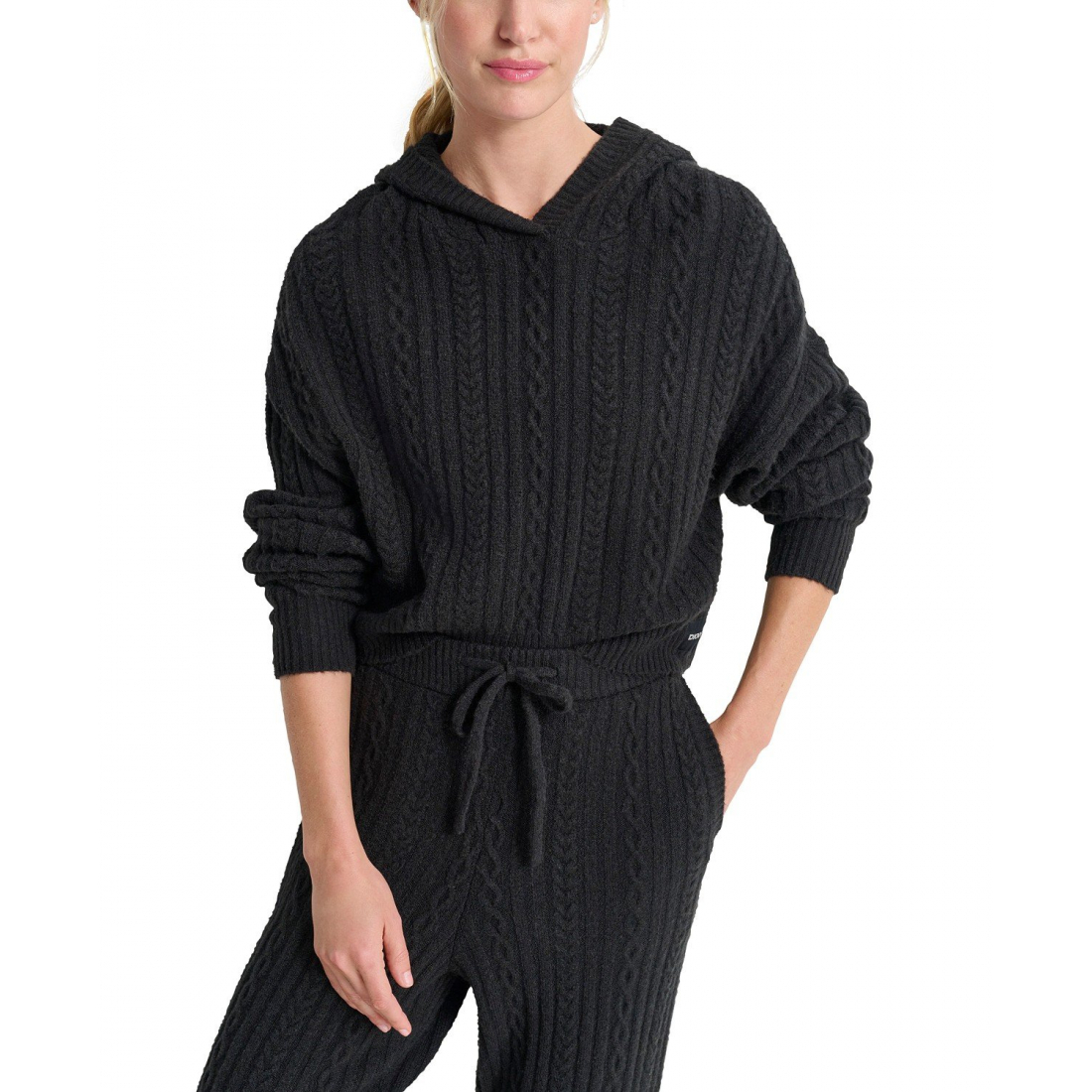 Pull 'Cable-Knit Pullover Hooded' pour Femmes