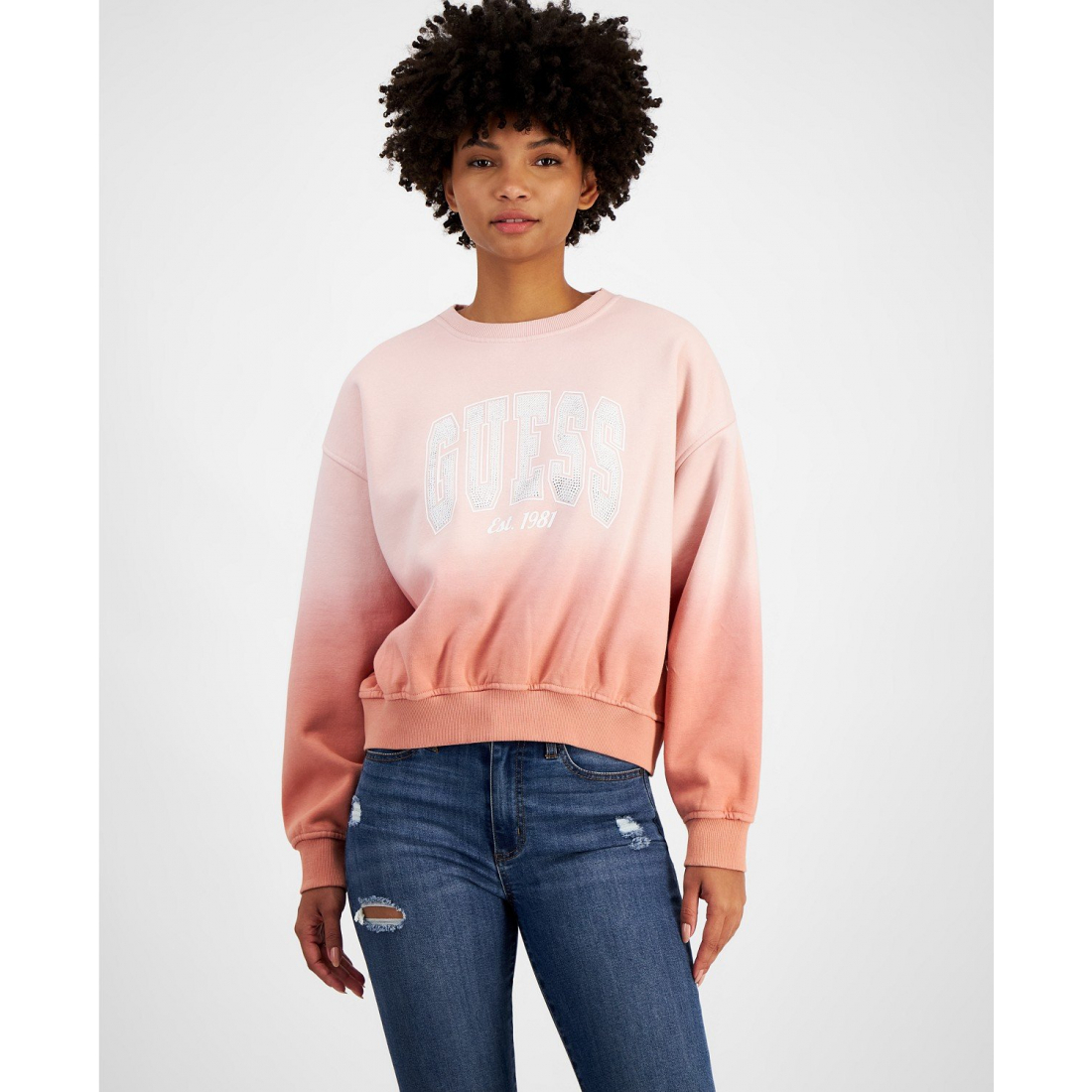 Women's 'Crewneck Embellished-Logo College Sweatshirt' Sweatshirt