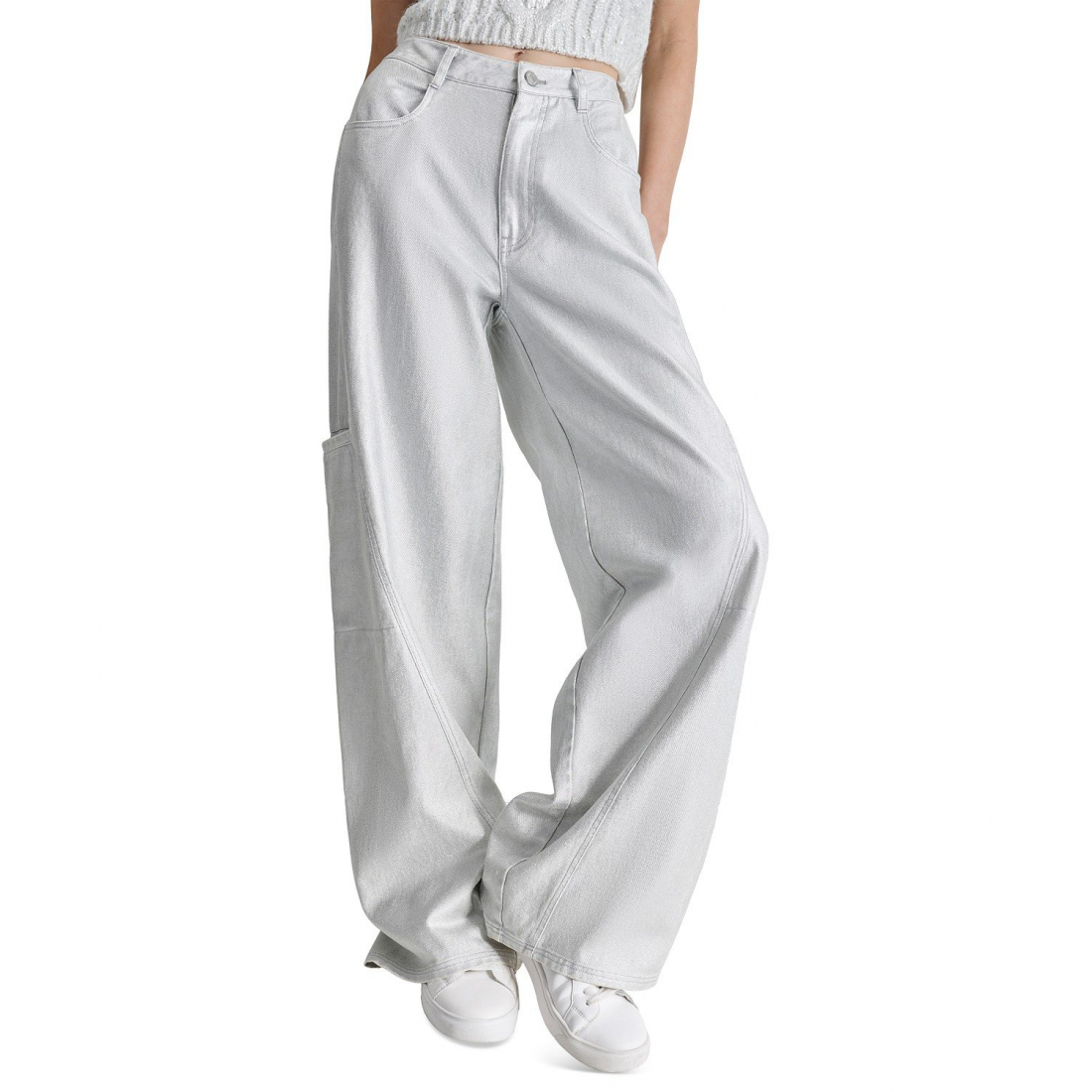 Pantalon cargo 'High-Rise Wide-Leg Metallic' pour Femmes