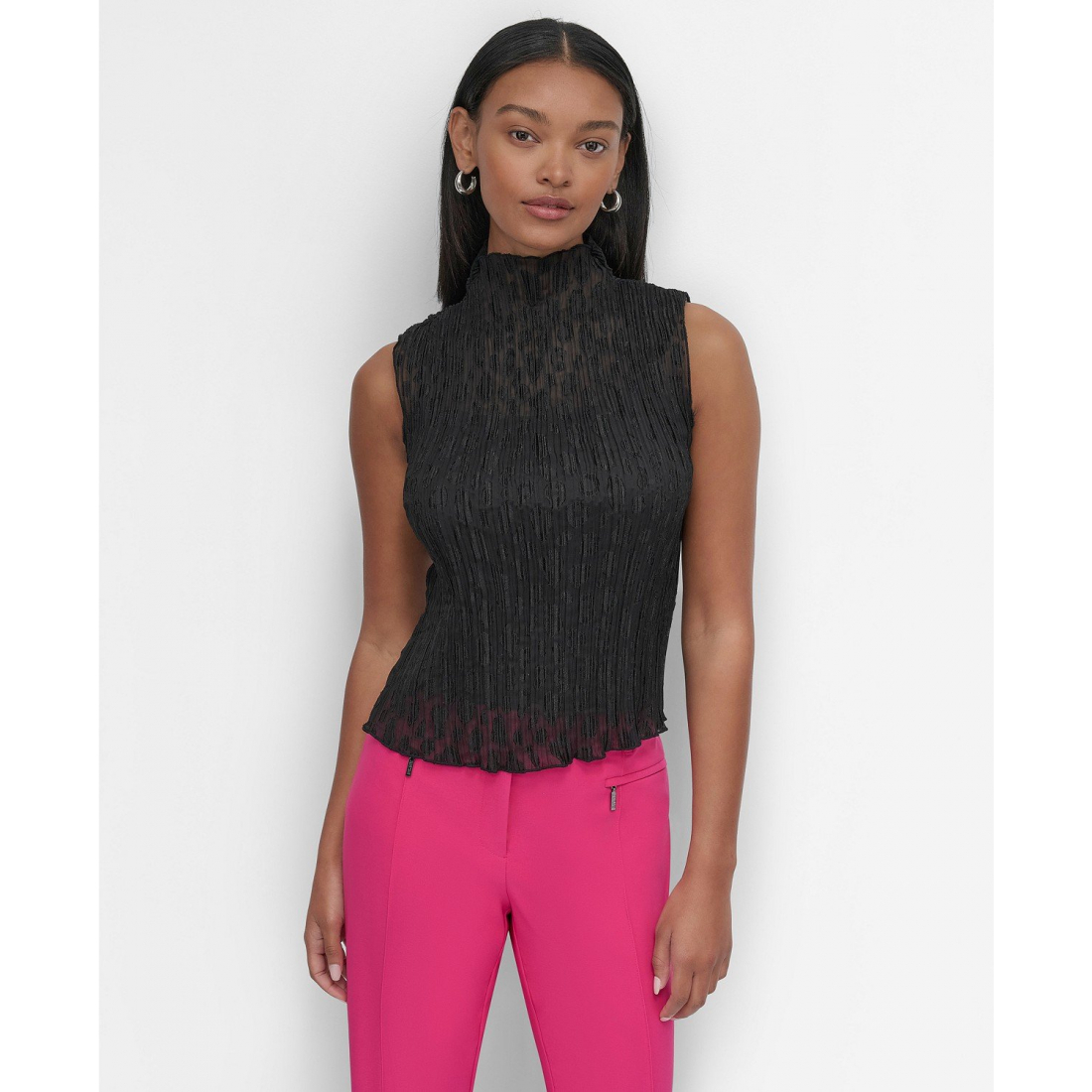 Haut sans manches 'Mock-Neck Plissé-Texture' pour Femmes