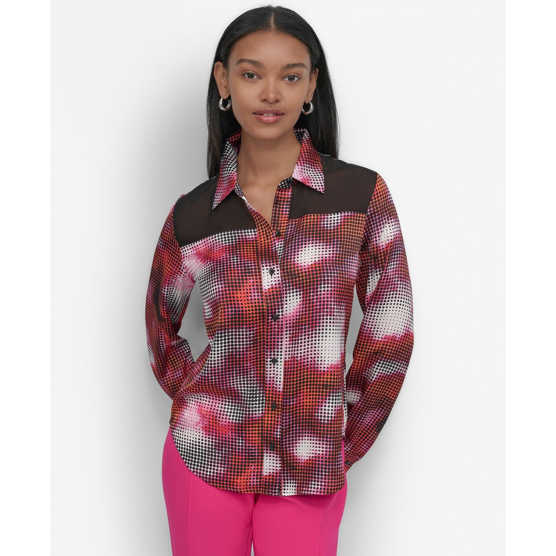 Blouse 'Sheer-Yoke Abstract-Print Blouse' pour Femmes
